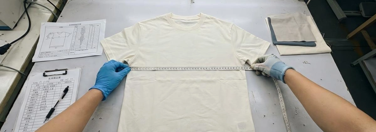 Garment measurements checked against the approved specification during quality control in China