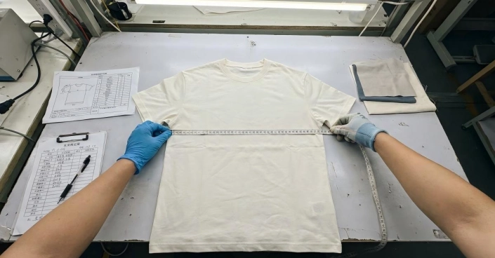 Garment measurements checked against the approved specification during quality control in China