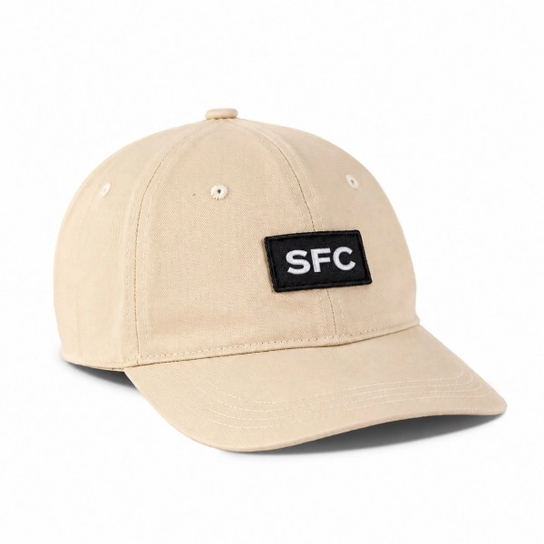 Black SFC logo patch on a beige cap